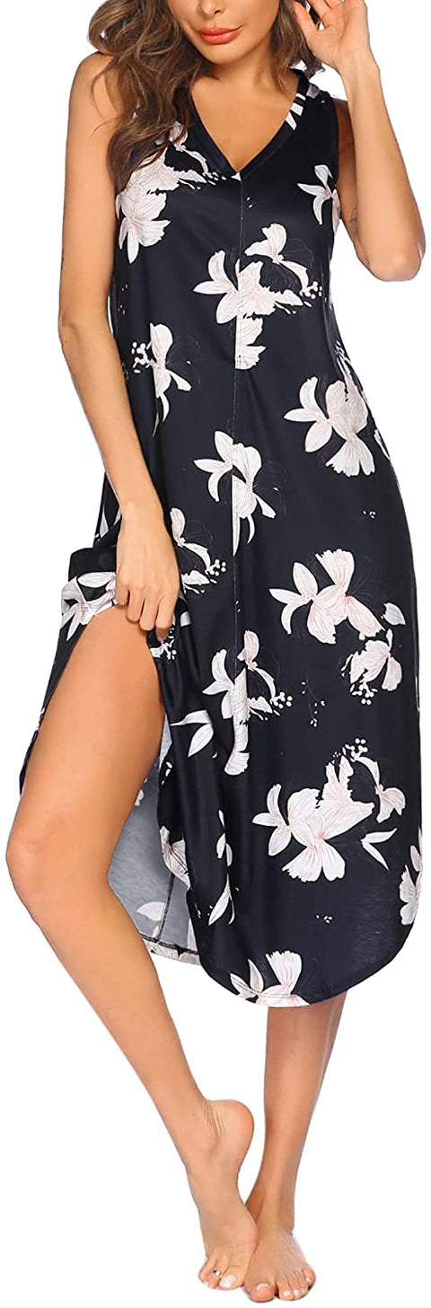 Women's Sleeveless Long Full Slip Night Dress