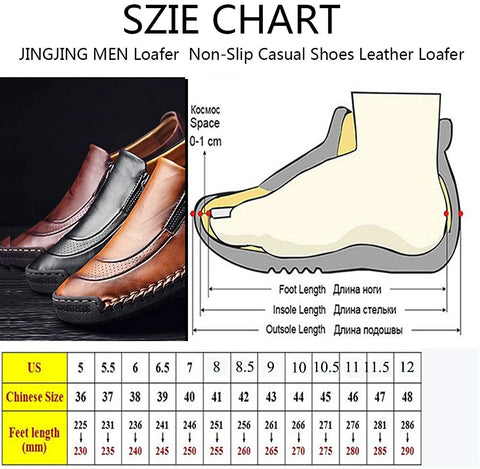 JINGJING Men Loafers Casual Zipper Non-Slip Soft Comfortable Slip On Loafers