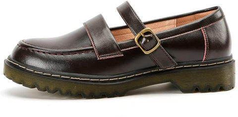KANGFEINI Round Toe Comfortable Driving Mocassin Casual Flat Shoes Anti-Slip Leather Leather Penny Loafers jk Mary Jane Women's Shoes