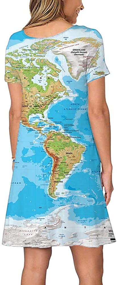 KYKU Print Dresses for Women Graphics Dress Short Sleeve with Pockets
