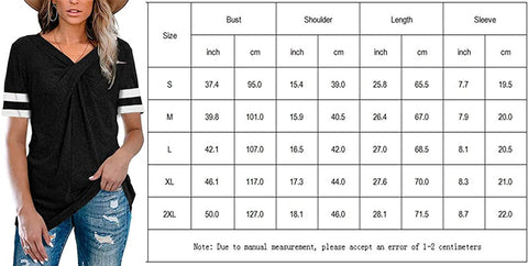 Womens Summer Tops V Neck T Shirts Loose Fit Casual Tunic Shirts