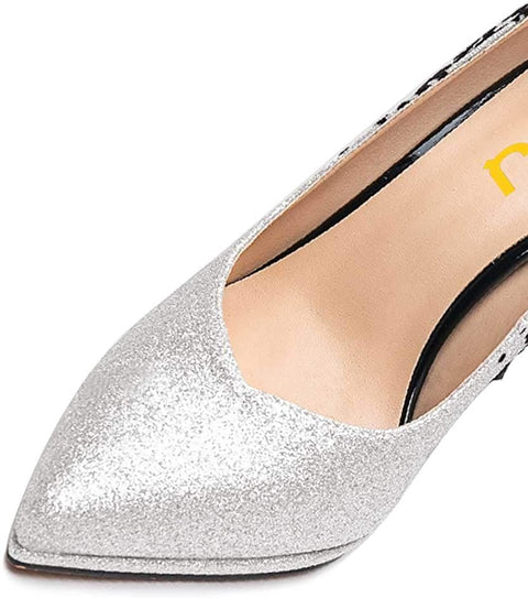 Fashion Two-Toned Slip On Platform Pumps Close Pointed Toe Slide Formal Dress Women Shoes Size 4-15 US