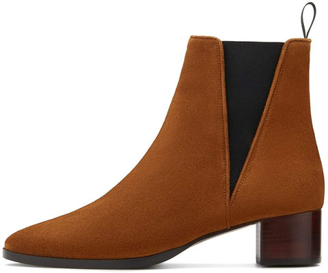 Women Boots Comfy Cutout Medium Chunky Heels Round Toe Pull On Classic Office Shoes Size 4-15 M US