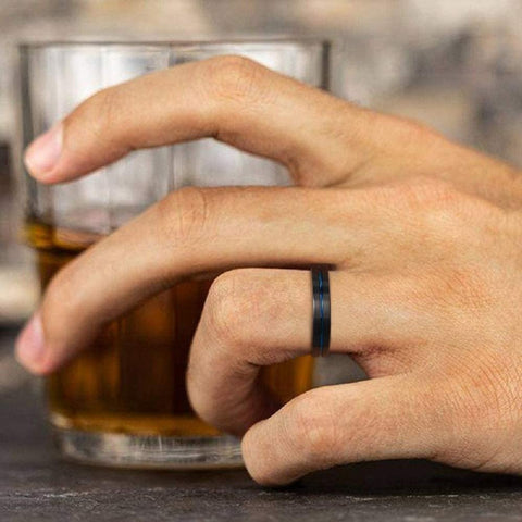 TRUMIUM 4mm Tungsten Ring Wedding Bands for Men Women Thin Groove Two Tone Engagement Ring Size 5-12