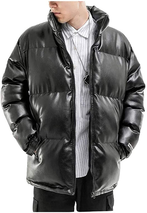 LINGMIN Men's Casual Stand Collar Padded Jacket Winter Cotton Quilted Thicken Outwear