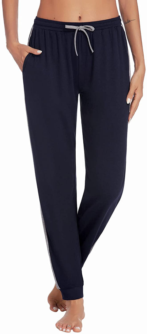 Women Pajama Pants Comfy Lounge Pants Long Pajama Bottoms Elastic Waist Jogger Pants with 2 Pockets