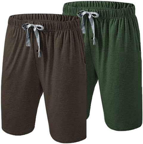 Men’s Pajama Shorts 2 Pack Bamboo Viscose Soft Breathable Pajama Short for Men with Pockets
