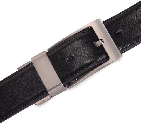 Beltox Fine Men's Dress Belt Leather Reversible 1.25" Wide Rotated Buckle Gift Box (28-30, Silver Rotated Buckle)