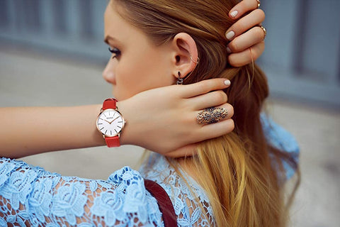 Ultra Thin for Ladies Leather Band Wrist Watch