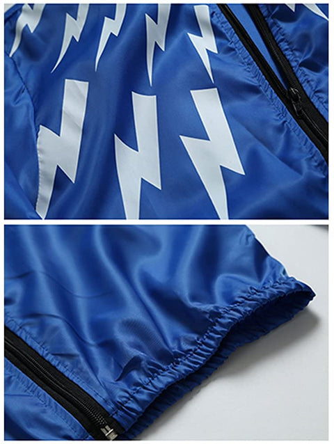 Men's Lightweight Lightning Print Jacket Casual Zip Up Training Jacket