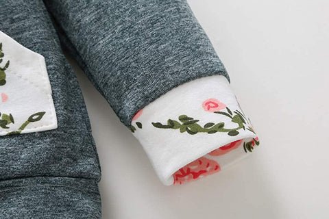 Baby Girls Clothing Sets Flowers Long Sleeve Hoodie Tops Pants Outfit