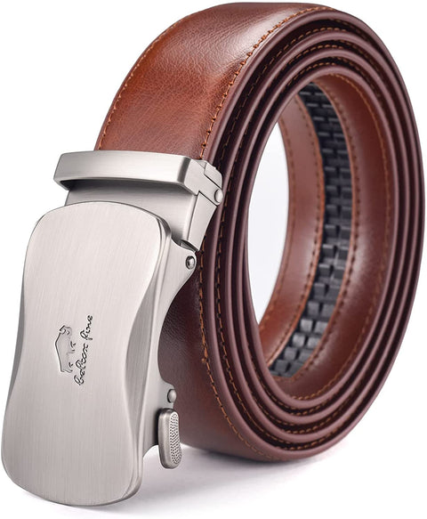 Men Belts Leather Male Slide Ratchet Work Dress Strap w Interchangeable Buckle Beltox （40"-44" Waist Adjustable，Brown NT）