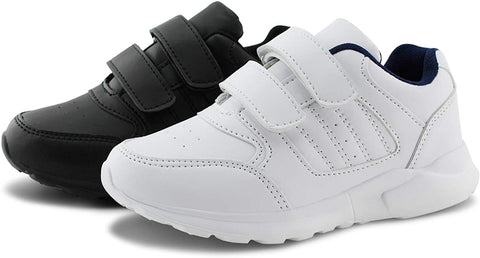 Kids Black/White Hook and Loop School Uniform Sneaker