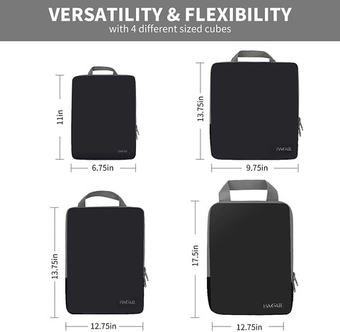 BAGAIL 4 Set/5 Set/6 Set Compression Packing Cubes Travel Expandable Packing Organizers