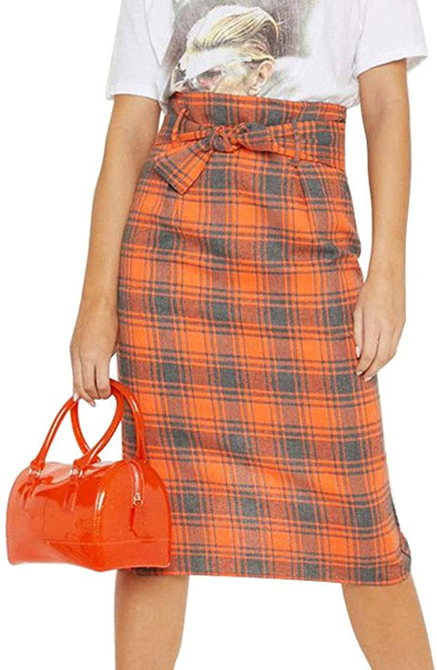 Women's Belt A Line Fashion Belt Skirt Cute Plaid Skirt