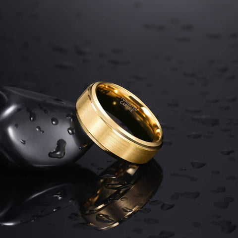 6mm 8mm Mens Womens Gold Tungsten Wedding Ring Band Brush Finish Scratch Resistant Size 5-14 …