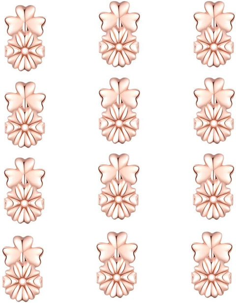Clover Style arrings 6 Pair Rose Gold Plated