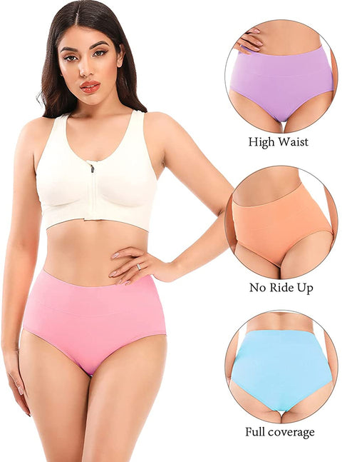 POKARLA Womens Cotton Underwear Postpartum Recovery C Section High Waisted Panties 5-Pack