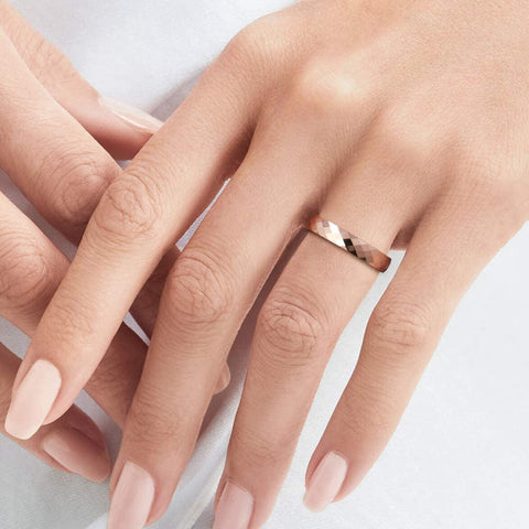 TRUMIUM 4MM Multi-Faceted Tungsten Wedding Rings Rose Gold/Black Engagement Band for Women Men Comfort Fit Size 4.5-12