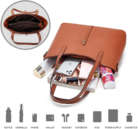 Women Fashion Synthetic Leather Handbags+Shoulder Bag+Purse+Card Holder 4pcs Set Tote