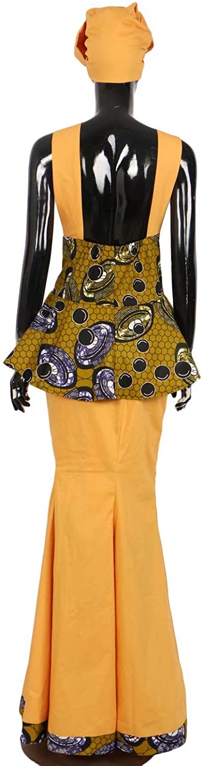 African Dresses for Women Camisole 3 Pieces Tops & Skirts & Headwrap Sets Ankara Wedding Dress Clothes Maxi Long Outfits