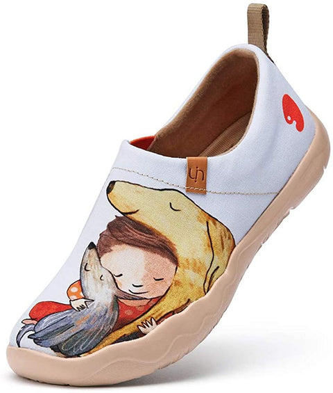 UIN Women's Slip On Loafers Canvas Lightweight Flats Sneakers Love & Humans Walking Casual Art Painted Travel Shoes Amour