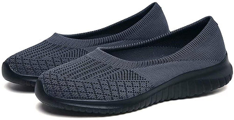 konhill Women's Slip on Flat Walking Shoes 10 US Gray/Black,42