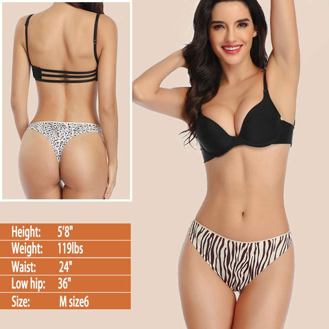 XS-XL Seamless, Soft, Spandex Stretchy Nylon Leopard Print Animal Print Thongs for Women
