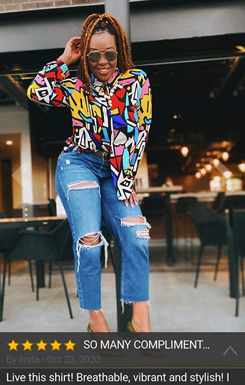 Blouses for Women Fashion, Casual Long Sleeve Button Down Shirts Tops, XS-3XL