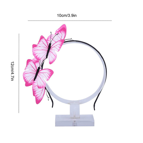 AWAYTR Girl Butterfly Fancy Fairy Headband Boho Chic Cloth Art Costume Party Tiara Crown Prop Hair Band Hoop Headband(Pink-1)