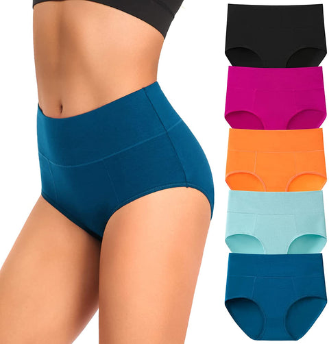 Women's Underwear Cotton High Waisted Full Coverage Briefs Breathable Soft Ladies Panties for women Plus Size & Regular Size
