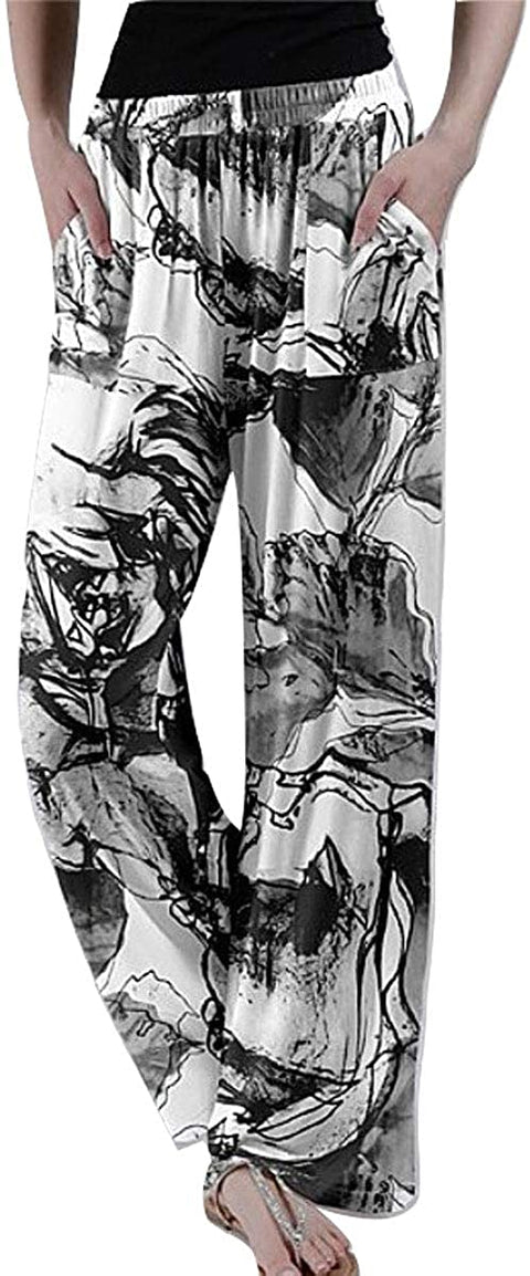 Women's Fashion Tie Dye Yoga Pants Casual Elastic Waist Wide Leg Palazzo Pants