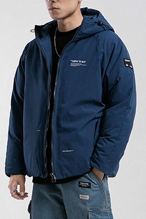 Men's Stylish Thicken Warm Down Jacket Classic Regular Fit Hooded Parka Jacket