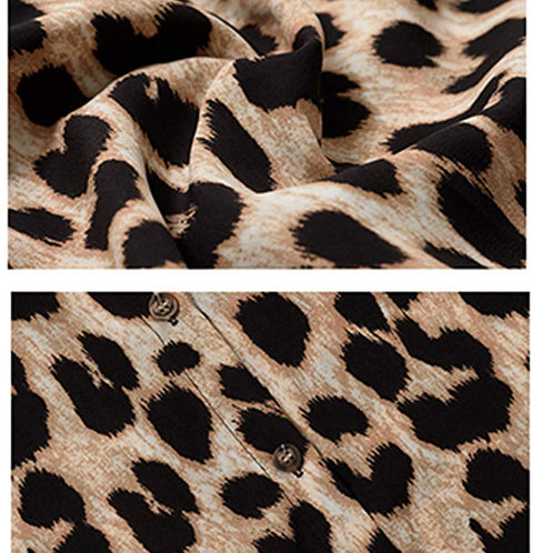 Women's Long Sleeve V Neck Button Down Blouses Fashion Leopard Print Shirts