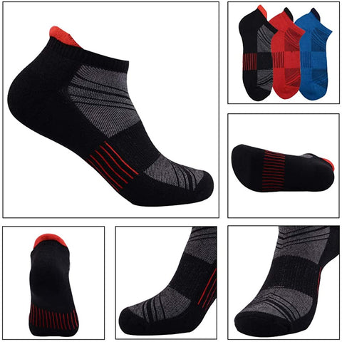Mens Ankle Low Cut Athletic Tab Socks for Men Sport Comfort Cushion Sock 6 Pack