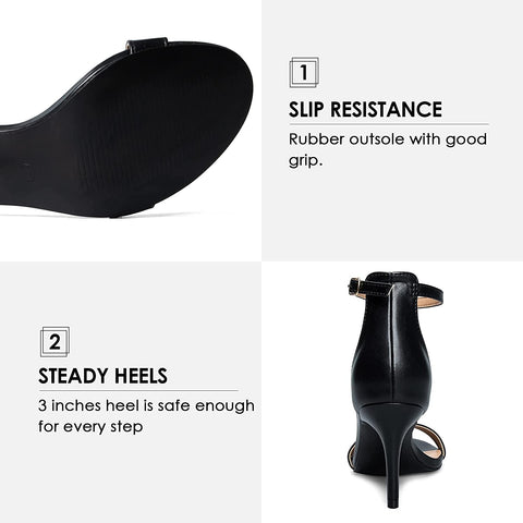 mysoft Women's Stilettos Classic Strappy Open Toe Pump Heel Sandals