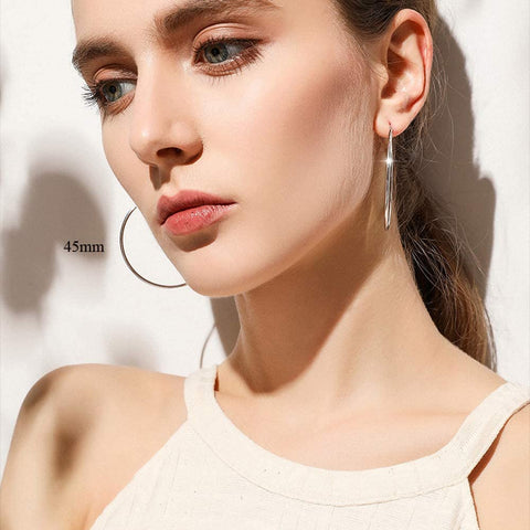 50mm 925  Silver Hoop Earrings for Women
