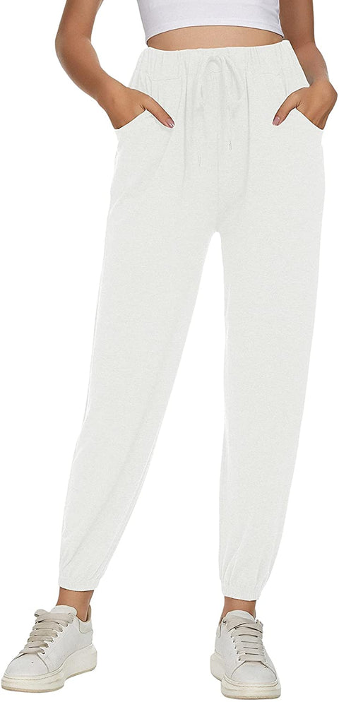 Women's High Waist Joggers with Pockets Comfy Casual Athletic Workout Sweatpants