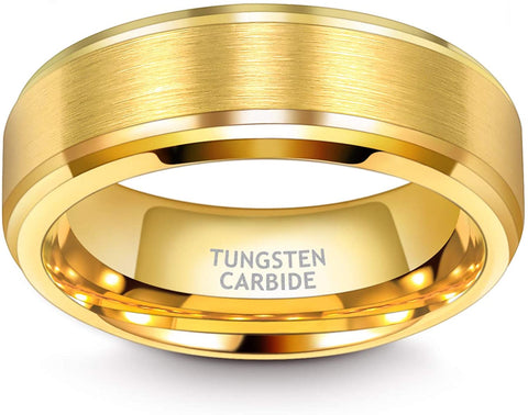 6mm 8mm Mens Womens Gold Tungsten Wedding Ring Band Brush Finish Scratch Resistant Size 5-14 …