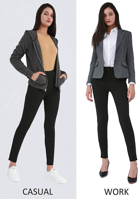 Dress Pants for Women Business Casual Stretch Skinny Work Pants with Pockets (YOGBlack, Small)