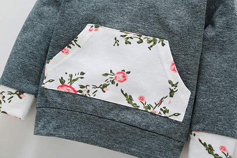 Baby Girls Clothing Sets Flowers Long Sleeve Hoodie Tops Pants Outfit