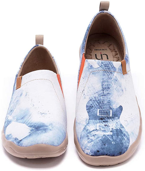 UIN Women's Men's Slip ons Canvas Lightweight Sneakers Walking Casual Flats Art Painted Travel Shoes Unisex Music Chase