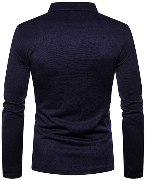Men's Casual Long Sleeve Henley Shirt Fashio V Neck Fleece Lined Cotton Shirts