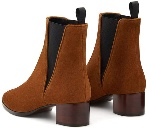 Women Boots Comfy Cutout Medium Chunky Heels Round Toe Pull On Classic Office Shoes Size 4-15 M US