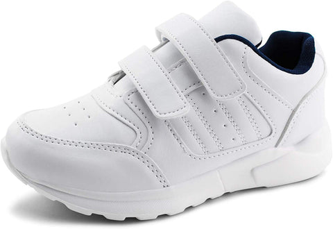 Kids Black/White Hook and Loop School Uniform Sneaker