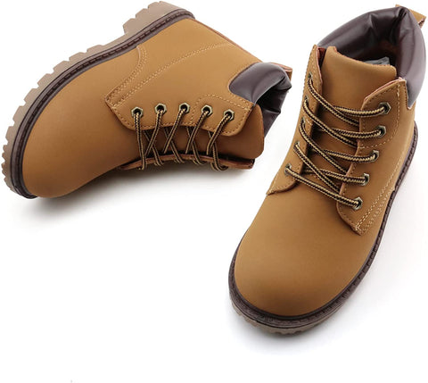 Kids Lace-Up Ankle Boots Boy Girl Waterproof Outdoor Workboots