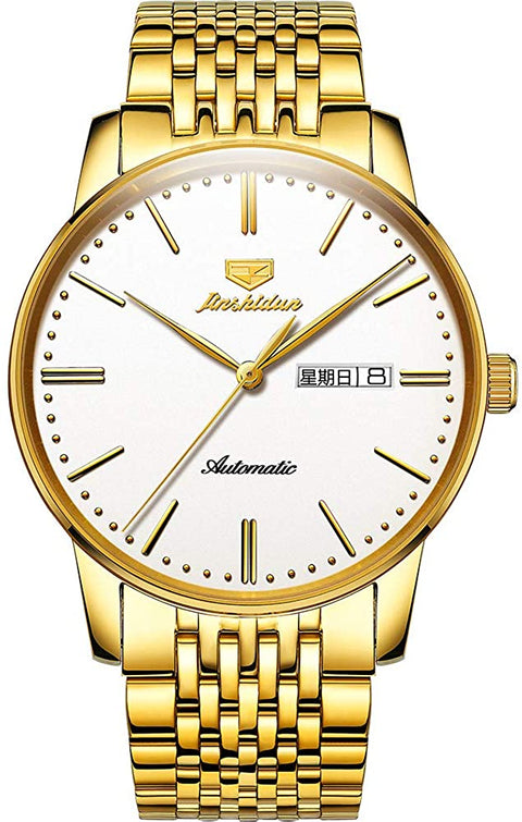 Gold Mens Minimalist Sapphire Mechanical Watch