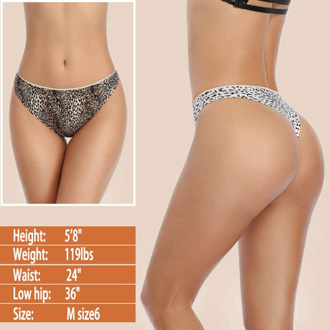 XS-XL Seamless, Soft, Spandex Stretchy Nylon Leopard Print Animal Print Thongs for Women
