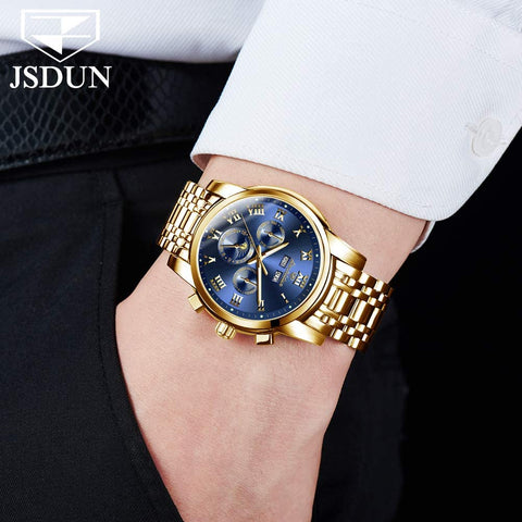 Gold Men's Luxury Mechanical Watch Set