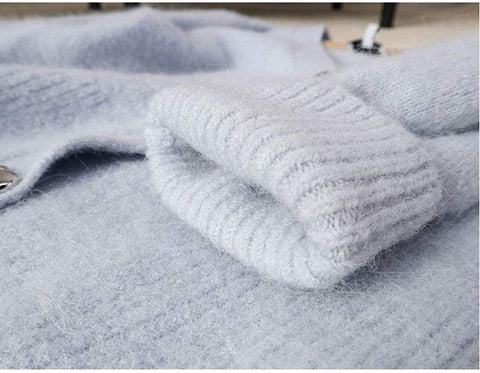 Women's Soft V Neck Knitted Cardigan Sweet Heart Button Down Closure Sweater
